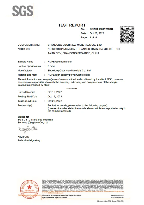 SGS geomembrane